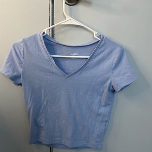blue v neck crop
